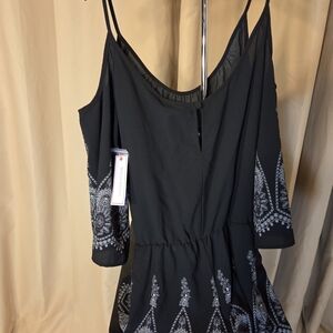 Black Dress with White Embroidery